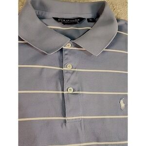 Polo‎ Golf Ralph Lauren Shirt Men's XL Blue Stripe Pima Cotton Short Sleeve Polo